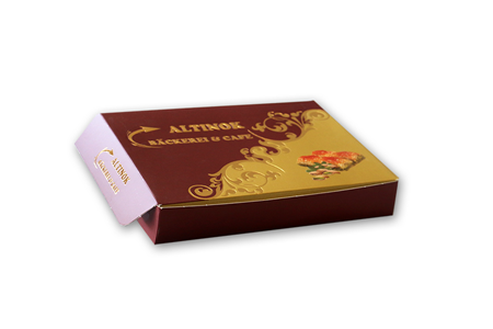 Kahverengi Üstü Altın Varak Baklava Kutusu -2-Çınar Kutu Arabic